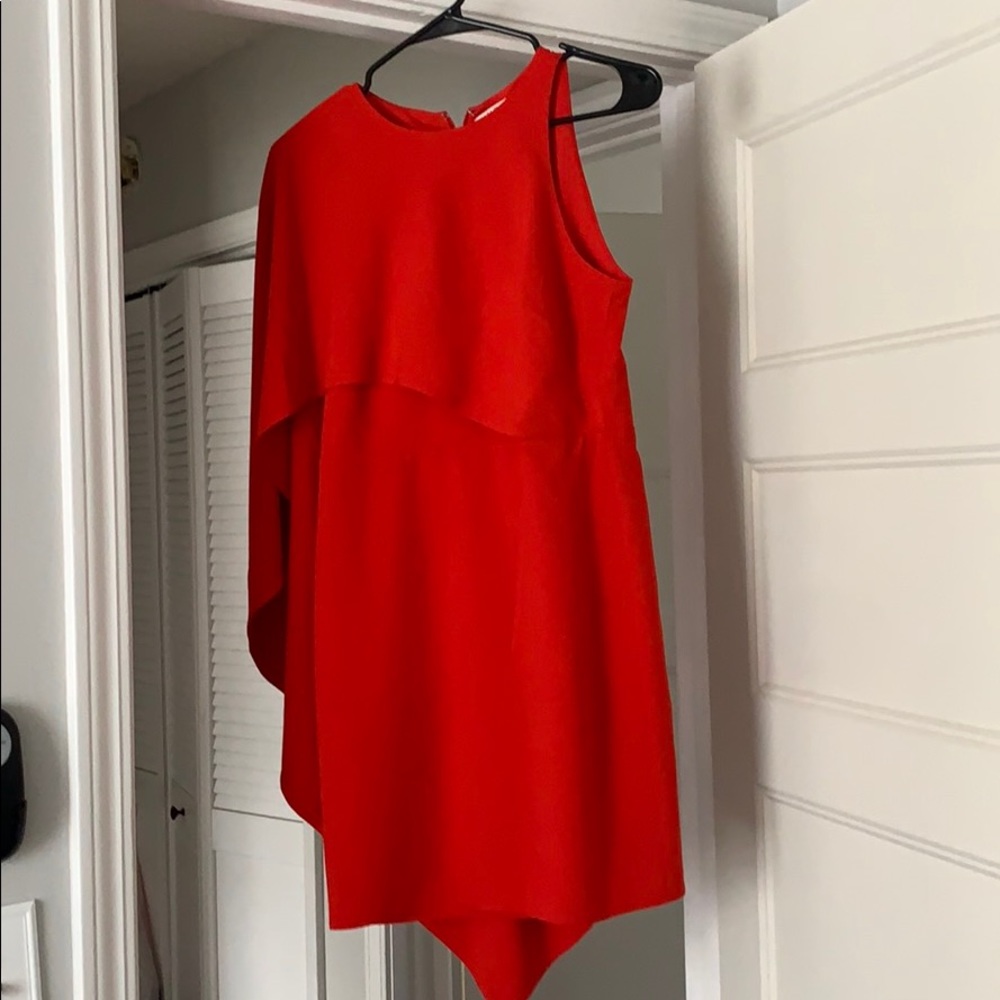 Red Halston Heritage Cape Mini Dress